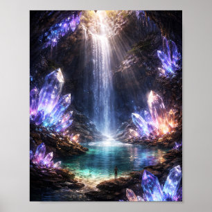 Crystal Cave Waterfall Poster
