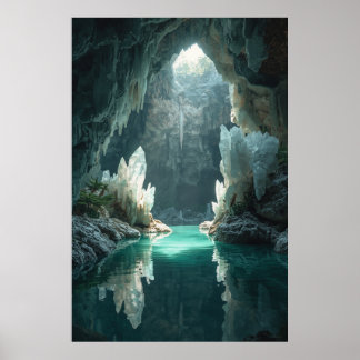 “Crystal Cavern Oasis Wall Poster – Mystical Cave
