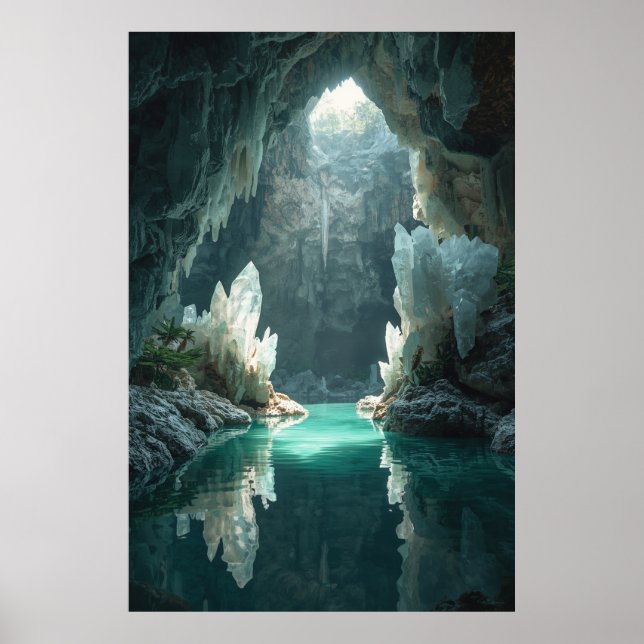 “Crystal Cavern Oasis Wall Poster – Mystical Cave  (Front)