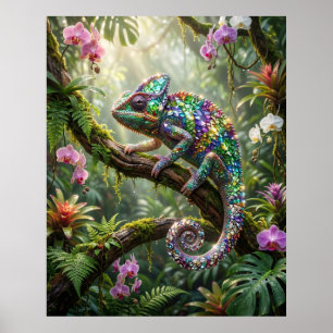 Crystal Chameleon Jungle Glow Poster