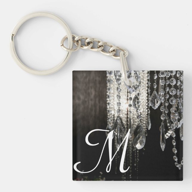 Crystal Chandelier Chic Glass Glitz Glam Key Chain (Front)
