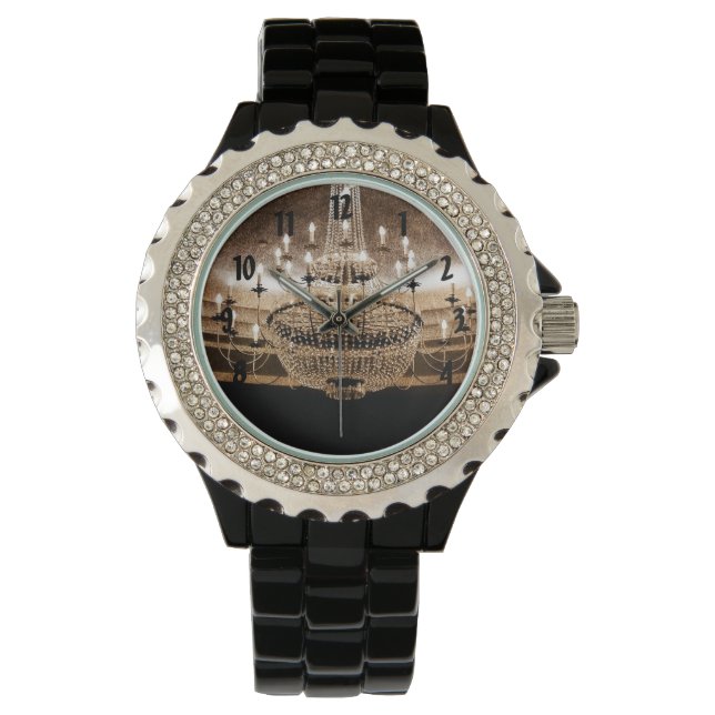 Crystal Chandelier Dazzle Glitz Glam Glamour Watch (Front)