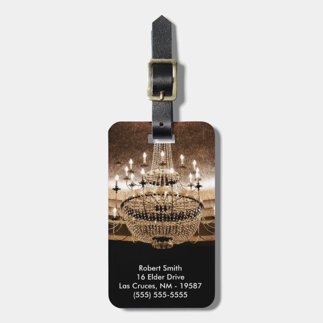 Crystal Chandelier Dazzle Glitz Glam Luggage Tag (Front Vertical)
