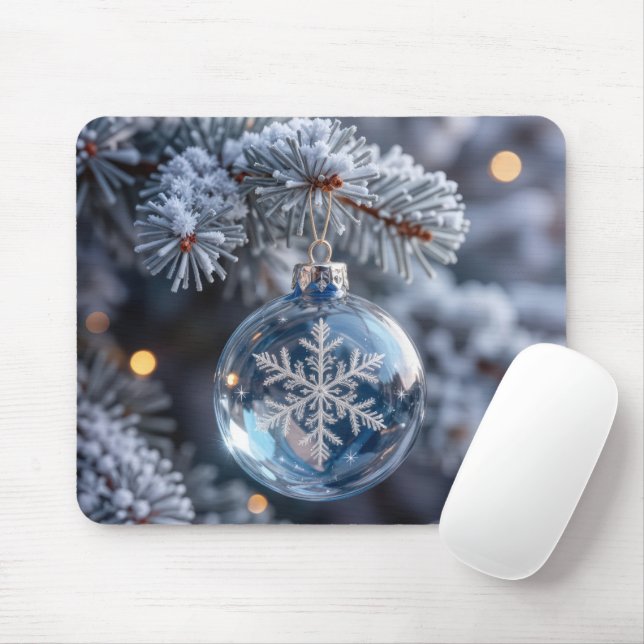 Crystal Christmas Snowflake Ornament Mouse Mat (With Mouse)