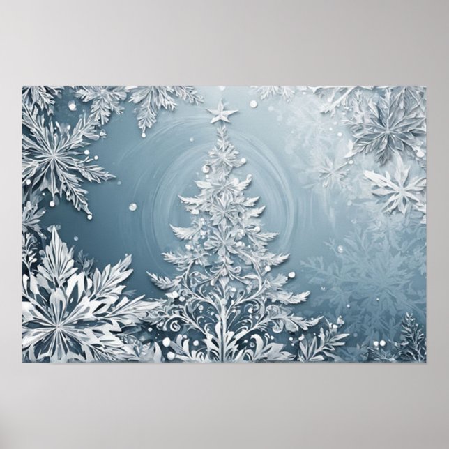 Crystal Christmas Tree Poster - Holiday Wall Art (Front)