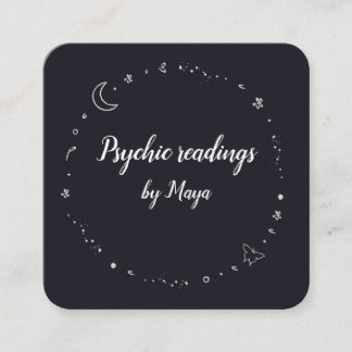 Crystal circle moon star psychic sky square business card