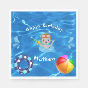 Crystal Clear Blue Water Pool Party Napkin