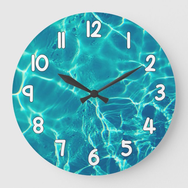 Crystal Clear Blue Water Wall Clock Nature Decor (Front)