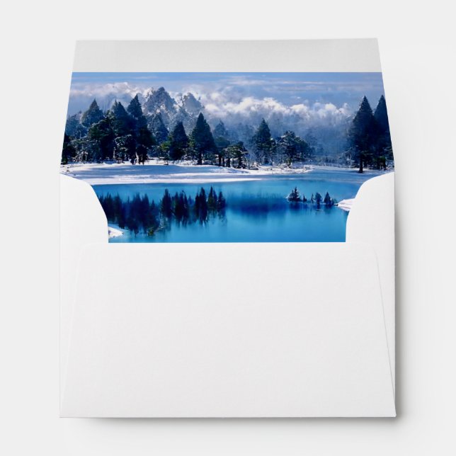 Crystal Clear Frozen Lake Countryside Christmas Envelope (Back (Bottom))