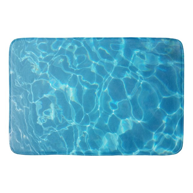 Crystal Clear Sky Blue Pool Water Bath Mat (Front)