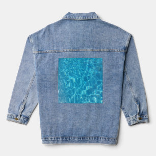 Crystal Clear Sky Blue Pool Water Denim Jacket