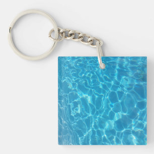 Crystal Clear Sky Blue Pool Water Key Ring