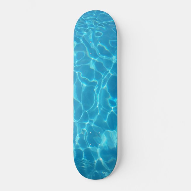 Crystal Clear Sky Blue Pool Water Skateboard (Front)