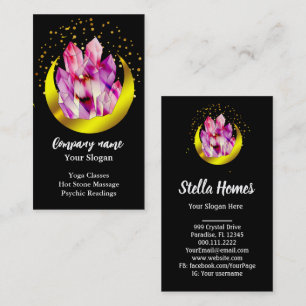  Crystal Cluster Gold Crescent Moon Mystic  Business Card