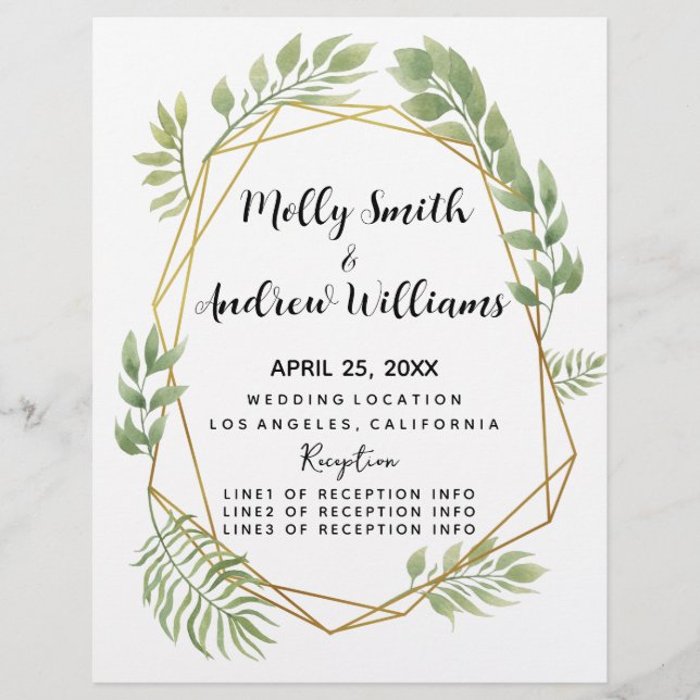 crystal Country wedding greenery wedding Invite (Front)