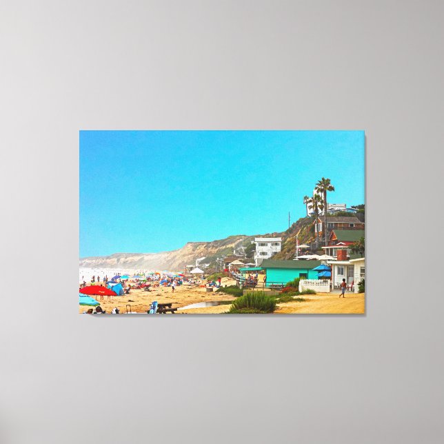 Crystal Cove Unbrellas And Cottages Canvas Print (Front)
