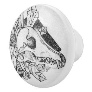 Crystal Coyote  Ceramic Knob