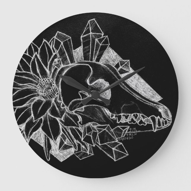 Crystal Coyote Inverted  Large Clock (Front)