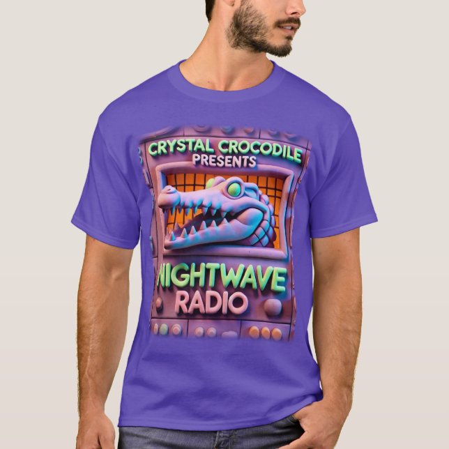 CRYSTAL CROCODILE present NIGHTWAVE RADIO!!! v1 T-Shirt (Front)
