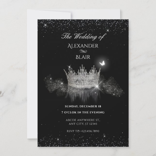 Crystal Crown Queen Flat Save The Date Card (Front)