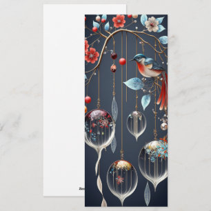 Crystal Decorations and Birds Holiday Card