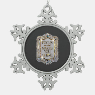 Crystal Elegance Snowflake Pewter Christmas Ornament