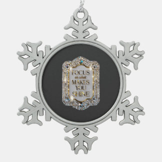 Crystal Elegance Snowflake Pewter Christmas Ornament