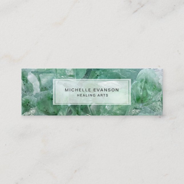 Crystal Emeral Green Boho Healing Arts Mini Business Card (Front)