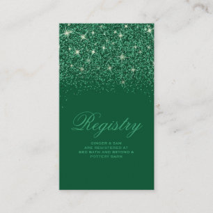 Crystal Emerald Glitter Wedding Registry Card