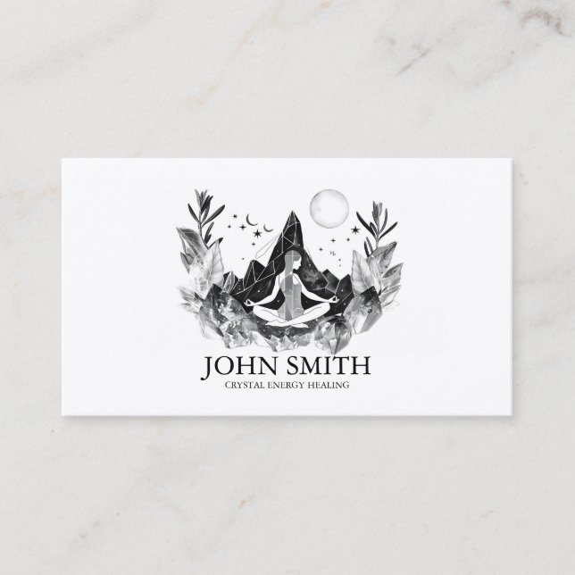 Crystal Energy Healer Chakra Spiritual Meditation Business Card (Front)