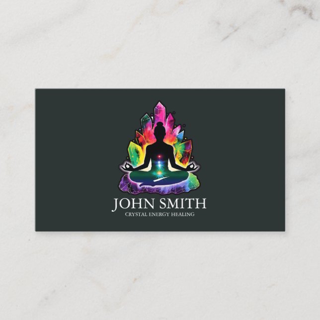 Crystal Energy Healer Chakra Spiritual Meditation Business Card (Front)