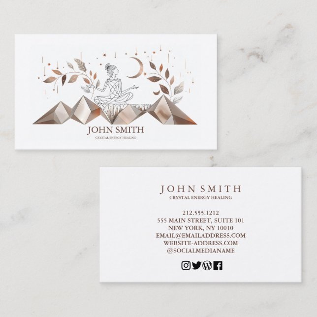 Crystal Energy Healer Chakra Spiritual Meditation Business Card (Front/Back)