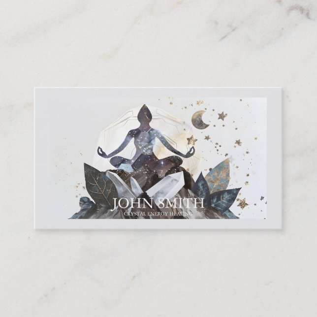 Crystal Energy Healer Chakra Spiritual Meditation Business Card (Front)