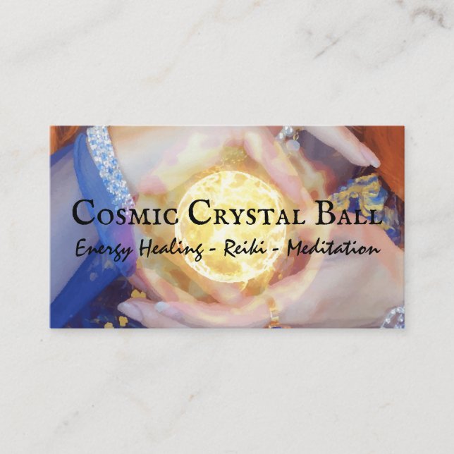 Crystal Energy Healing Reiki Magic Sun Ball Business Card (Front)