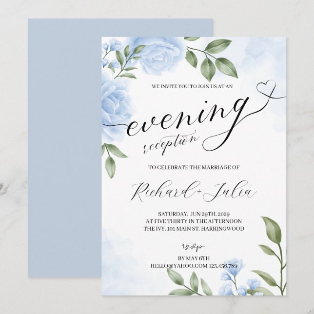 CRYSTAL Evening Wedding Reception Party Invitation (Front/Back)