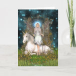 Crystal Fairy & Unicorn Card<br><div class="desc">Crystal Fairy and Unicorn Greetings Card. A beautiful mythical and magical Wicca Pagan themed greetings card ideal for any special occasion. An original and unique design by N K Townsend for Magical Artz</div>