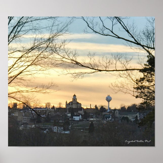 Crystal Falls, MI Skyline Poster (Front)