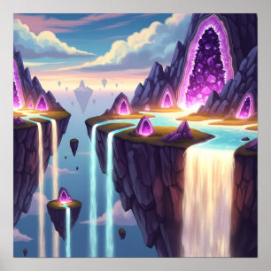 Crystal Falls of Light in Floating Dream Isles Poster