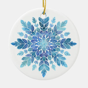 Crystal Fern Snowflake Ornament Blue Leaf Christ