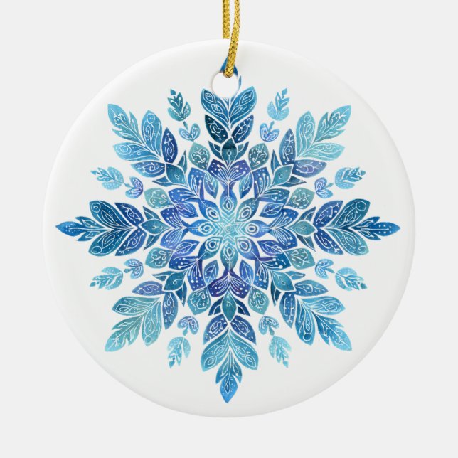 Crystal Fern Snowflake Ornament | Blue Leaf Christ (Front)