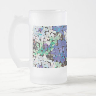 Crystal Floral Blossoms  Frosted Glass Beer Mug