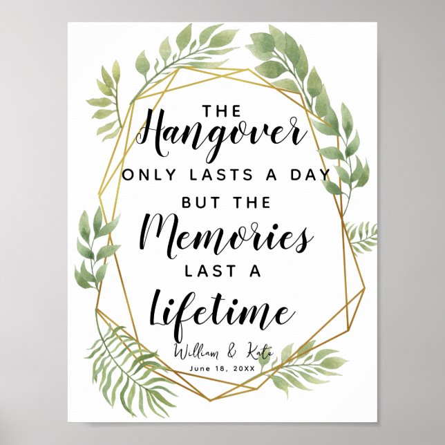 Crystal foliage botanical hangover party wedding poster (Front)
