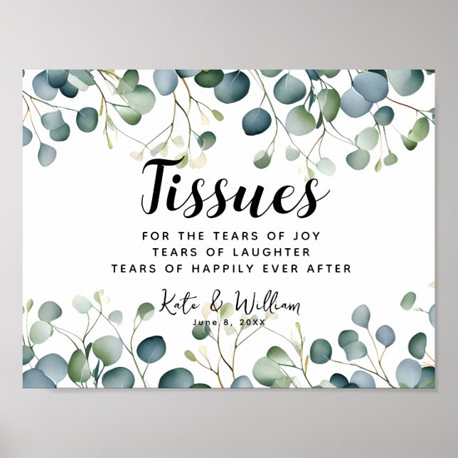 Crystal foliage ceremony tissues wedding sign (Front)