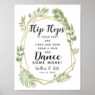 Crystal  foliage wedding flip flops wedding sign