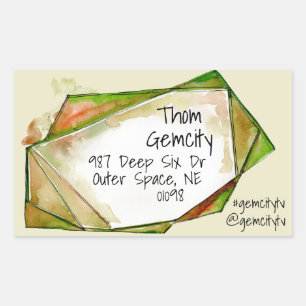 Crystal Gem Frame for Company Personal Info Square Rectangular Sticker