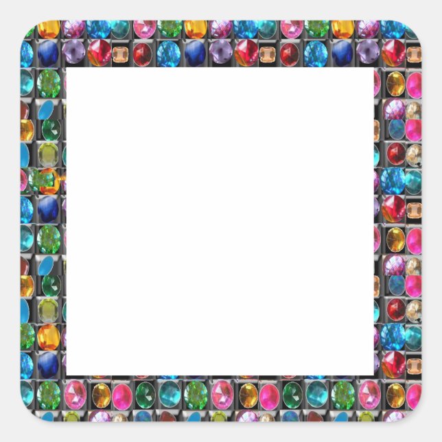 CRYSTAL GEM PEARL FRAME BLANKS : DIY 2014 SQUARE STICKER (Front)