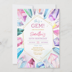 Crystal Gemstone Birthday Invitation