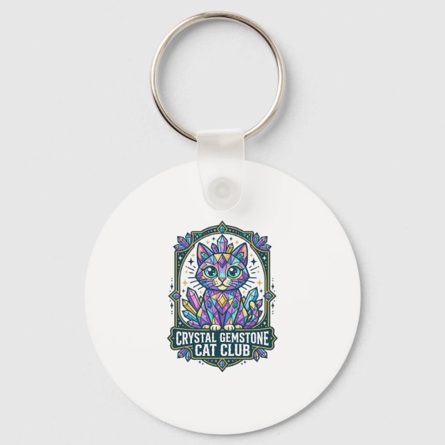 Crystal Gemstone Cat Cat Mum Gift Idea - Crystal G Key Ring (Front)