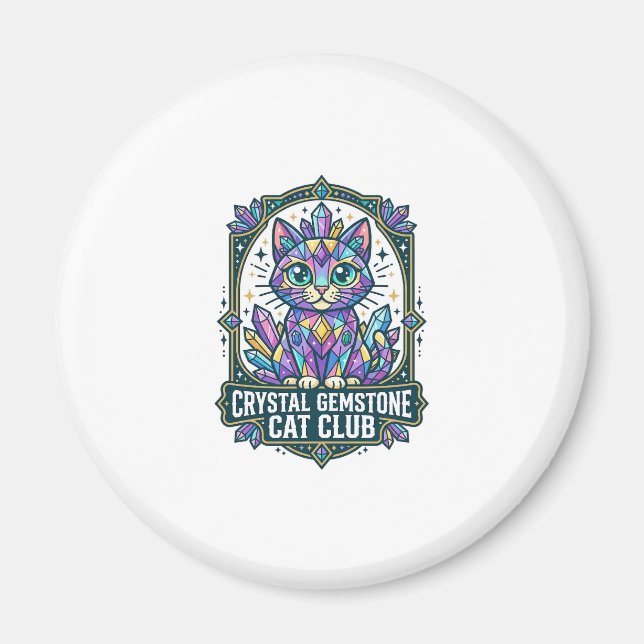 Crystal Gemstone Cat Cat Mum Gift Idea - Crystal G Magnet (Front)