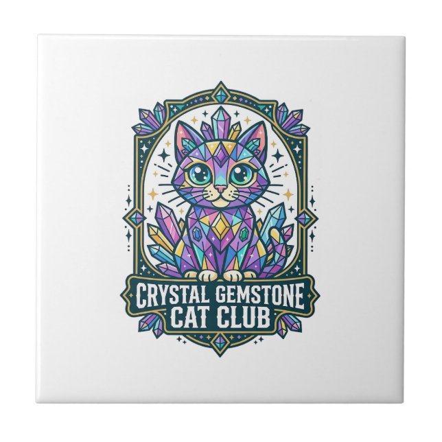 Crystal Gemstone Cat Cat Mum Gift Idea - Crystal G Tile (Front)